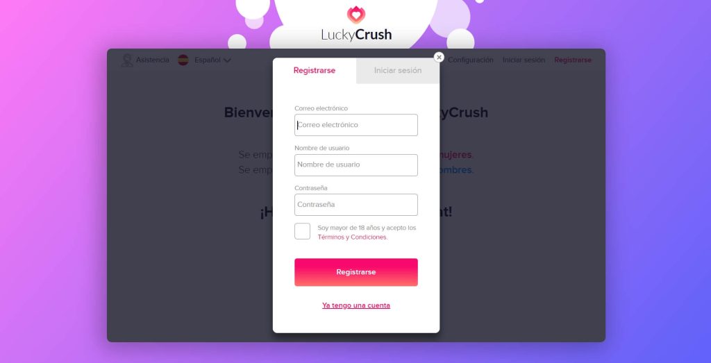 LuckyCrush Registration